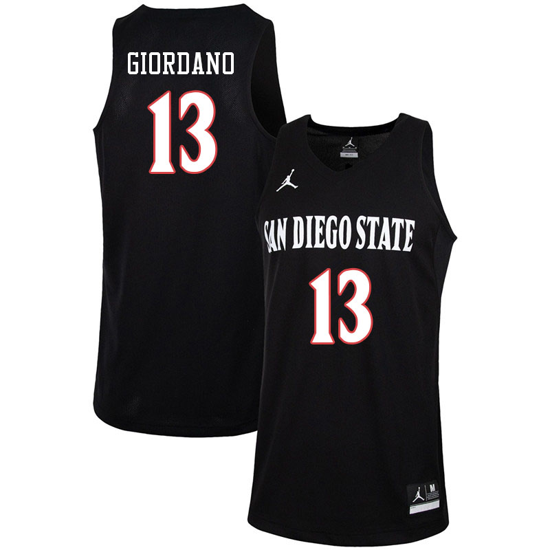 Jordan Brand Men #13 Caleb Giordano San Diego State Aztecs College Basketball Jerseys-Black - Click Image to Close